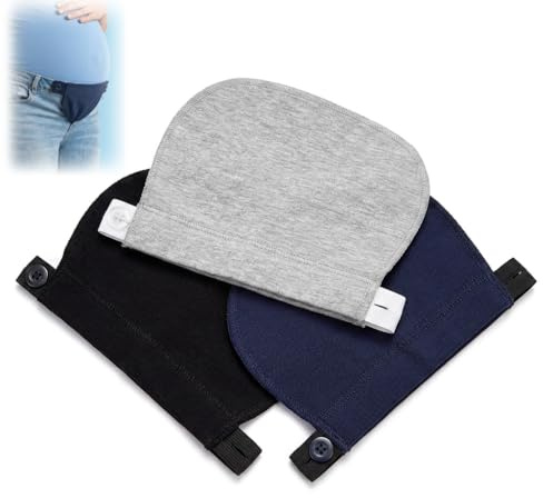Extension Pantalon Grossesse 3 Pièces,Elargisseur de Taille Réglable pour Jeans et Pantalons, Extenseur Ceinture de Maternité Confortable et Invisible (Noir, Bleu Foncé, Gris)