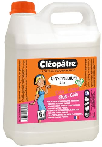 CLEOPATRE – Vinyl'Médium 4 en 1 – Médium Acrylique, Vernis, Colle – Idéal Pouring Acrylique et Peinture Fluide – 5kg