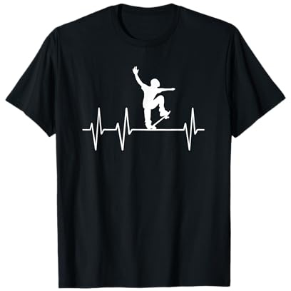 Skateboard Skater Heartbeat Herzschlag Outfit Geschenk T-Shirt