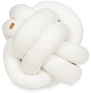 Velinda Knotenkissen Dekokissen Sofakissen Zierkissen in Affenknoten Türstopper 35x35cm (Muster: cremefarben)