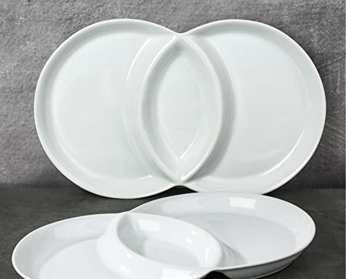 Waterside Fine China 3-Section Serving Dish, Set of 2