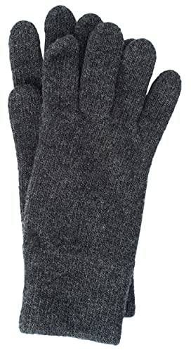 FosterNatur, Guantes de lana merino para mujer/Guantes con dedos, 100% lana merino extrafina, antracita, 7
