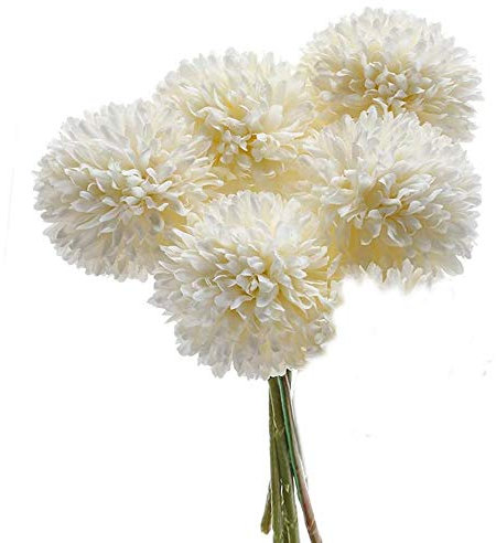 5Pcs Artificial Flowers, Fake Flowers Silk Plastic Artificial Hydrangea Realistic Flower Arrangements Wedding Decoration Table Centerpieces(White)