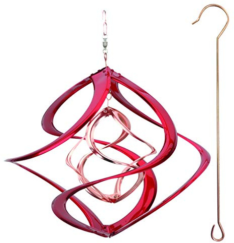 Red Carpet Studios Deluxe Double Helix Cosmix Wind Spinner, 14-Inch, Red and Copper