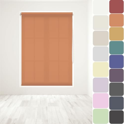 Straight Edge Dim-Out Roller Blind - Easy Fit Home Office - 210cm Width x 160cm Width Drop - Burnt Orange