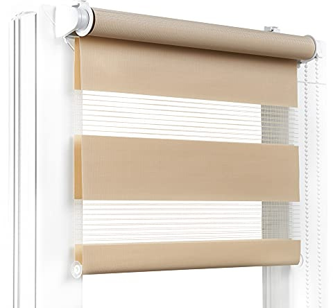 Fenster DEKOR - Rollos für Fenster Kaffee mit Milch - Klemmfix Rollo ohne Bohren B40 x H150 cm - Doppelrollo mit Einer Breiten Auswahl an Größen und Farben - Blickdichte Rollos, einfach zu montieren