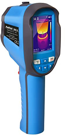PeakTech 5610 B – IR Wärmebildkamera -20°C bis 400°C mit 220x160 Pixel, 2,8“ LCD Farbdisplay, Infrarot Thermometer inkl. Video & Fotoaufnahme, mit USB und Analyse Software für Thermographie, Blau