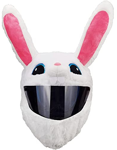 KTCINA Custodia per casco da moto, peluche, per moto, divertente, copertura per casco da moto, protezione contro polvere, urti, urti, graffi, accessori per caschi da moto (Lapin)