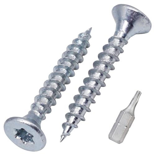 SKIR'CO (300 unidades) Tornillos para madera de acero galvanizado 3,5 x 25 mm, cabeza Torx, cabeza avellanada, tornillos para aglomerado, totalmente roscados