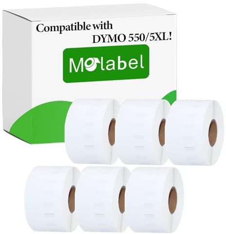 Gran Etiqueta de Dirección Molabel - 6 rollos para Dymo S0722400 99012-36mm x 89mm Compatible con Impresoras Dymo LabelWriter 550-260 etiquetas por rollo