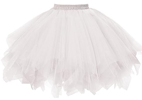 Jupe tutu courte, en tulle, pour femme, pour carnaval, fête, costume d'Halloween, Blanc., XS