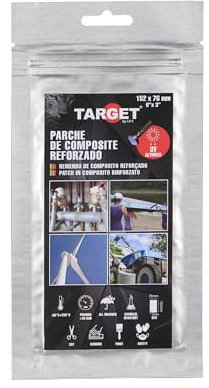 TARGET - Parche de Composite Reforzado, Extrafuerte | Reparaciones de Grietas y Agujeros en Fibra de Vidrio, Metal, Plásticos, Vidrio... (152 X 76 mm)