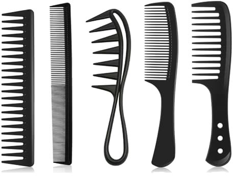 TRKETK 5 Pièces Peigne à Dents Larges, Peignes à Grandes Dents Peignes à Cheveux Peigne à Boucles Ensemble de Peignes à Cheveux Peigne de Coiffure Anti-Statique Résistant à la Chaleur