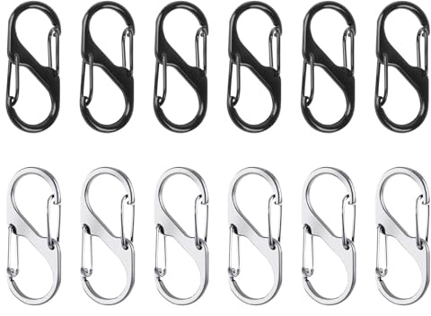 SJUIEO Lot de 12 Fermetures éclair antivol - Cadenas pour Sac à Dos - Mousqueton en Forme de S - Fixation à Clip