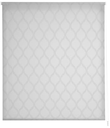 Estoralis | Davos | Estor Enrollable Diseño Moderno | Visillo Translúcido | Blanco/Gris | 100 x 255 cm (Ancho/Alto) Tamaño Tela 97 x 250 cm | Estores para Ventanas y Puertas