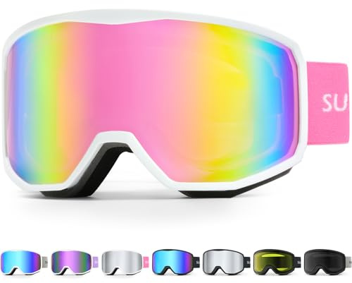 Supertrip Ski Goggles for Women Men, Anti-Fog UV Protection Snow Goggles Snowboard Goggles for Adult Youth (Pink(vlt 23%))