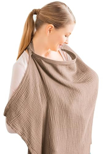 Stilltuch Stilltuch Für Unterwegs Stillschal Stilltücher & -Schals Nursing Cover Atmungsaktive Anti-Expositions-Stillkleidung Aus Baumwollgaze Für Ausflüge Verstellbares Stilltuch Hellbraun 71 * 95cm