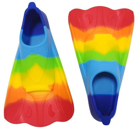Ylnailky Kinderflossen zum Schwimmen | Weiche Silikon-Trainingsflossen, Regenbogen-Schwimmflossen für Kleinkinder,Atmungsaktive Kinder-Schnorchelflossen, Bequeme Kurze Jugend-Schwimmflosse zum