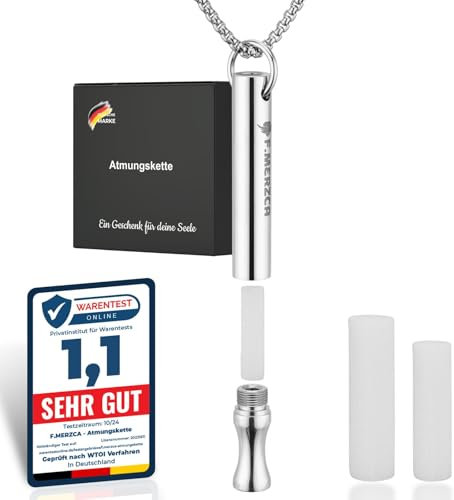 F.MERZCA® Premium 2.0 Atemkette Rauchentwöhnung mit MEHR WIDERSTAND – 15 kostenlose Filter für echten Widerstand beim Rauchen aufhören – Endlich Rauchfrei (Silber)
