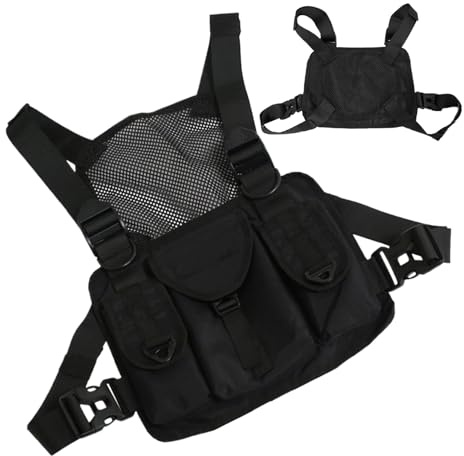 Sghtil Sac de gilet | Sangle de poitrine réglable avec plusieurs poches pour la course à pied, la pêche, les activités sportives de plein air