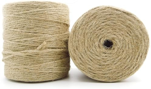 BIDEX 2 Pack 2mm Natural Jute Twine String – 1600 Feet (800Ft/Roll) Craft Hemp Rope for Gift Wrapping, Gardening, DIY Crafts, Macrame, Wedding, Home Decor (Brown)