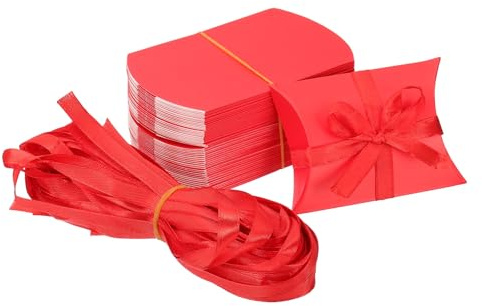 PATIKIL Piccole scatole regalo, 50 pezzi, 8,9 x 6,3 x 2,5 cm, scatole per caramelle, ringraziamenti, bomboniere, penne, regalo di compleanno, gioielli, biglietti di auguri, colore rosso