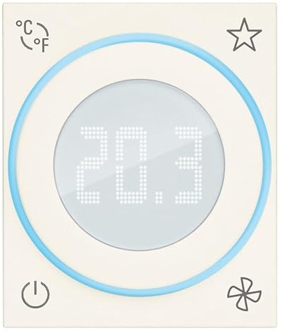 VIMAR 30811.B Linea Termostato Smart a rotella 2M, tecnologia IoT standard Bluetooth 5.0, ingresso per sensore di temperatura esterna, riscaldamento e condizionamento, alimentazione 100-240 V, bianco