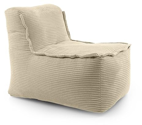 LUMALAND Modulär sittsäck mitten manchester, 200 l för modulär soffa | perfekt matchning med fåtölj och puff | EPS-pärlor, saccosäck med fyllning | Inomhus lounge sittdyna tvättbar för vardagsrum