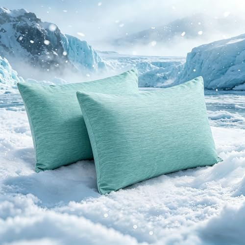 Funda de Almohada de Enfriamiento ARC-Chill, Marchpower 2 Pack 40x80cm con Fibra de Enfriamiento Japonesa Q-MAX>0.5,Transpirable,Suave,Anti Estático,Cremallera Oculta y 2 Caras,Cuida Cabello-Verde