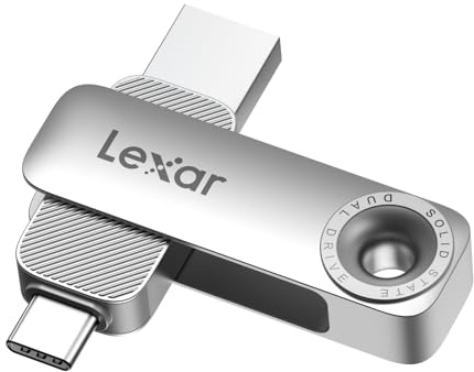 Lexar D50E 256GB Unità A Stato Solido Doppia, Chiavetta USB Velocità Fino A 400MB/s In Lettura, 360MB/s In Scrittura, Prestazioni Elevate, Porte USB-C E USB-A, Compatibile con iPhone 17, Android, PC