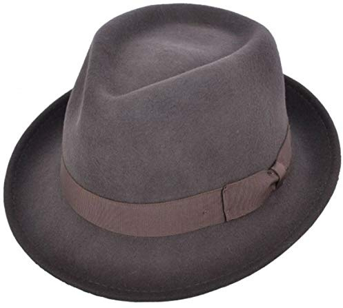 MAZ UKUnique Elegante cappello trilby 100% lana impermeabile e schiacciabile realizzato a mano con fascia in grosgrain di alta qualità elegante cappello Trilby Fedora alla moda perfetto Marrone 7 1 2