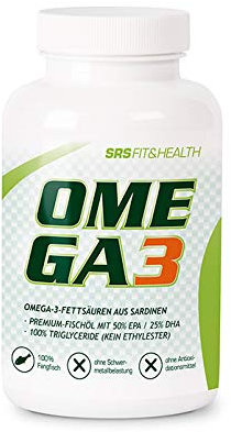 SRS Muscle - Omega 3, 60 Kapseln | aus Sardinen | 1000 mg Fischöl pro Kapsel | 50% EPA + 25% DHA | 100% Triglyceride | ohne Antioxidationsmittel | deutsche Premiumqualität
