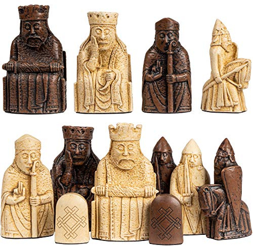 Isle Of Lewis Chess Set - Stone Resin - 2.75 Inch King - 4 Queen Edition