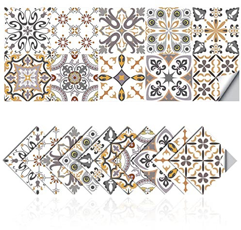 Cendray Adesivi per Piastrelle Mosaico Impermeabile PVC Autoadesivo Decorazione Adesivi per Piastrelle semplici Stile Marocco,Pareti Adesivi Fai da Te (20,10x10cm)