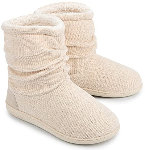 LongBay Women Slipper Boots Warm Memory Foam Indoor Outdoor House Shoe Gift | Elegant Chenille, Plush Fleece Lining, Cushioned Support, Non-Slip, Gift, Home Lounging, Walking & Shopping, Indoor Outdoor
