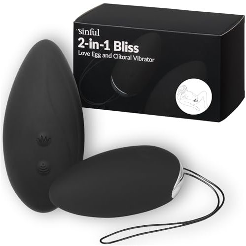 Sinful Remote Control Vibrator - 2-in-1 Bliss Sex Egg Vibrator with Remote - Vibrating Love Egg and Clitoral Vibrator - G-Spot Stimulator with 10 Vibration Modes - Easy to Use Love Eggs