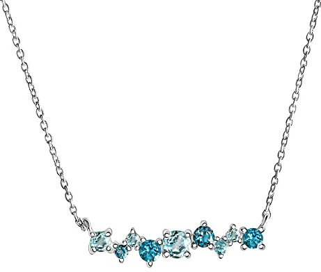 Zeeme Gemstones Damen Collier 925/- Sterling Silber 42+3cm Glänzend weiß 358250298-1