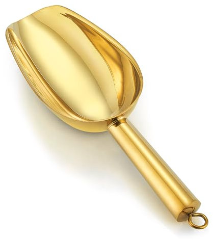 Herogo Pelle à farine, en acier inoxydable, petite pelle à glace pour farine, nourriture, café, nourriture, bonbons, cuisine, bar, mariage, buffet, fête, passe au lave-vaisselle (doré)