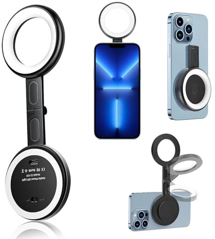 Anillo de luz Selfie, Banaone Aro de Luz para Movil, Anillo Magnético Luz Teléfono Móvil, Selfie Luz Teléfono Móvil 3 con Temperaturas, Recargable Foco Fotografia para Video Conferencia Streaming