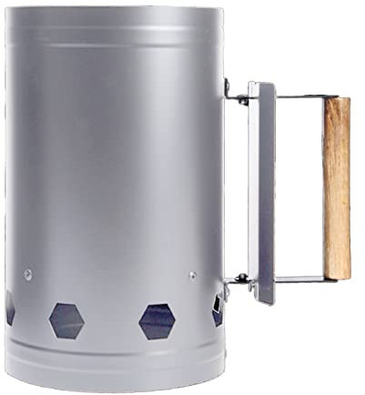 equlup Charcoal Starter, Heat Resistant Stainless Steel Charcoal Chimney Starter Rapid Fire Starter Can Grill Tool for Outdoor Cooking BBQ (White)