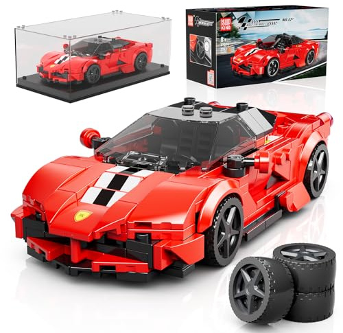 Mould King 27075 Technik Speed Champion - Set di mattoncini da costruzione per auto, giocattolo da costruzione con vetrina acrilica, regalo per adulti e ragazzi (374 pezzi)
