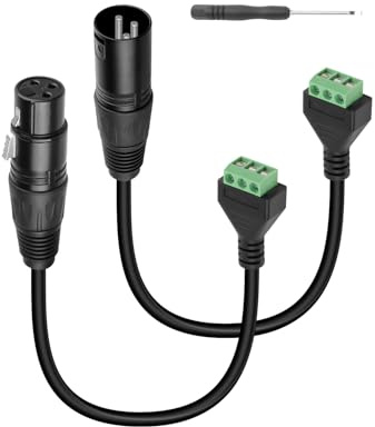 YANBORONSN XLR Male Cable to 3Pin Solderless Terminal Converter Cable,XLR Female to 3Pin Terminal Adapter Cable with Screwdriver for Speakers,Audio Equipment, Guitars, KTV, Studios（1 Pair）