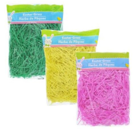 3 Pezzi in plastica Erba di Pasqua Erba reusabile Erba Pasquale Shredded per Sacchetti Regalo Filler di cesti da Sposa - Verde Giallo ROSEO