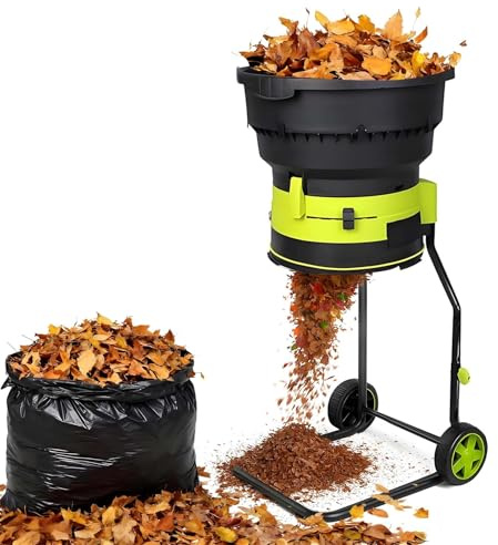 LYNNEYING Tritafoglie Elettrico con Protezione Surriscaldamento, Biotrituratore Senza Lame, 8000RPM Alta Prestazione, Riduzione 17:1, Tramoggia Larga 54 Cm, per Compostaggio Efficiente(NoPowercord)