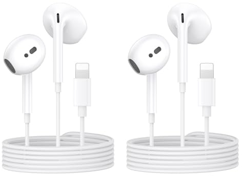 iPhone 14 13 12 11 Kopfhörer mit Kabel, 2Pack [MFi-Zertifiziert] In Ear Kabelkopfhörer mit Mikrofon und HiFi Stereo Ohrhörer für iPhone14 Plus Pro Max/XR/XS/X/SE/8/7/iPad Air Mini Unterstützt alle iOS