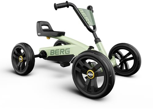 BERG Buzzy Green Go-Kart für Kinder ab 2 Jahren, Grünes Tretfahrzeug Kettcar, Kindergokart Tretauto mit verstellbarem Lenker und Sitz