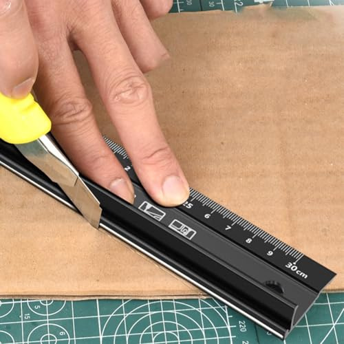 Règle de mesure en aluminium, règle antidérapante avec poignée surélevée, règle de coupe en métal de 20/30/45 cm, règle de coupe en métal pour la mesure dans le bricolage, l'éducation et le design (30