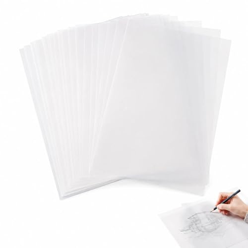 Transparent Paper 70gsm A4 210 x 297 mm, 100 Sheets Printable Tracing Paper for Inkjet & Laser Printers, Parchment Paper for Drawing, Crafting, Architecture, No Smudge