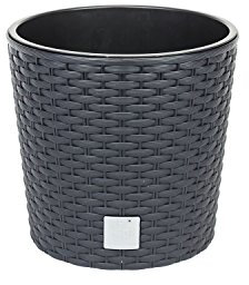 PROSPERPLAST Rato Pot rond anthracite 4,7 litres avec pot à planter Ø 20 x 19 cm