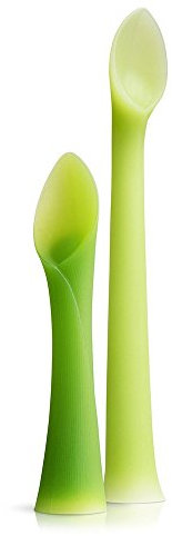 Olababy Baby und Kinder Löffel (Training, 2er Set) - flexible Esslernlöffel für Beikost Einführung | Weiches, biegsames Silikon BPA-frei
